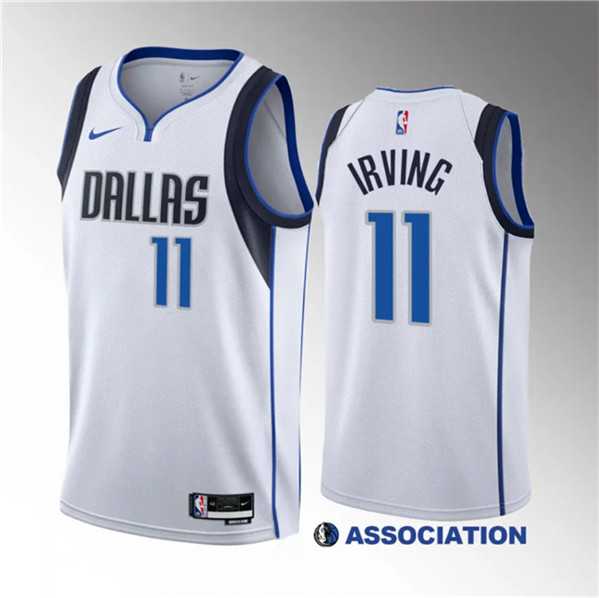 Mens Dallas Mavericks #11 Kyrie Irving White Association Edition Stitched Basketball Jersey Dzhi